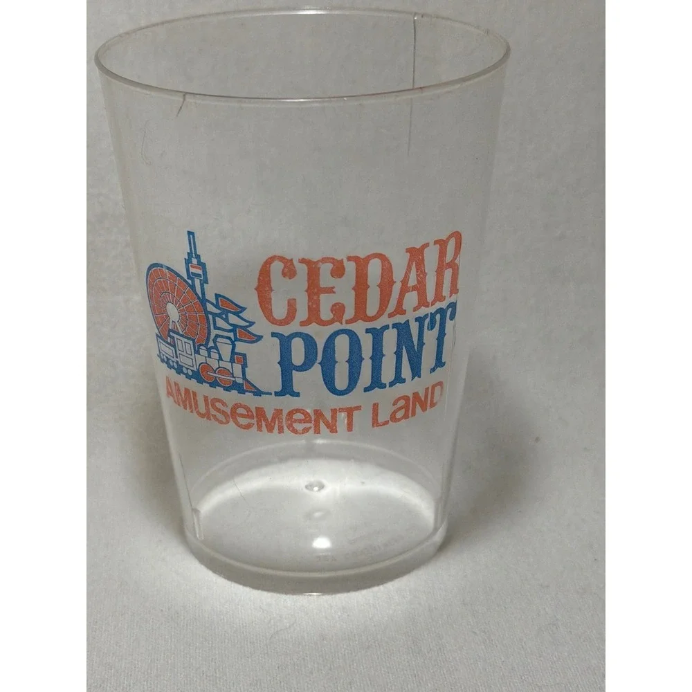 Vintage Cedar Point Amusement Land Clear Plastic Souvenir Cup Jet Containers